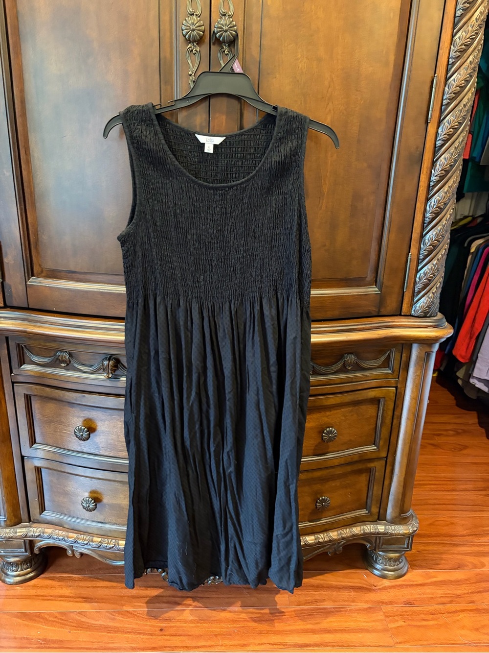 croft & barrow Black Smocked Midi Dress